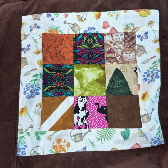 Vintage Handmade Patchwork Velvet Brown Totr - Picture 13 of 14